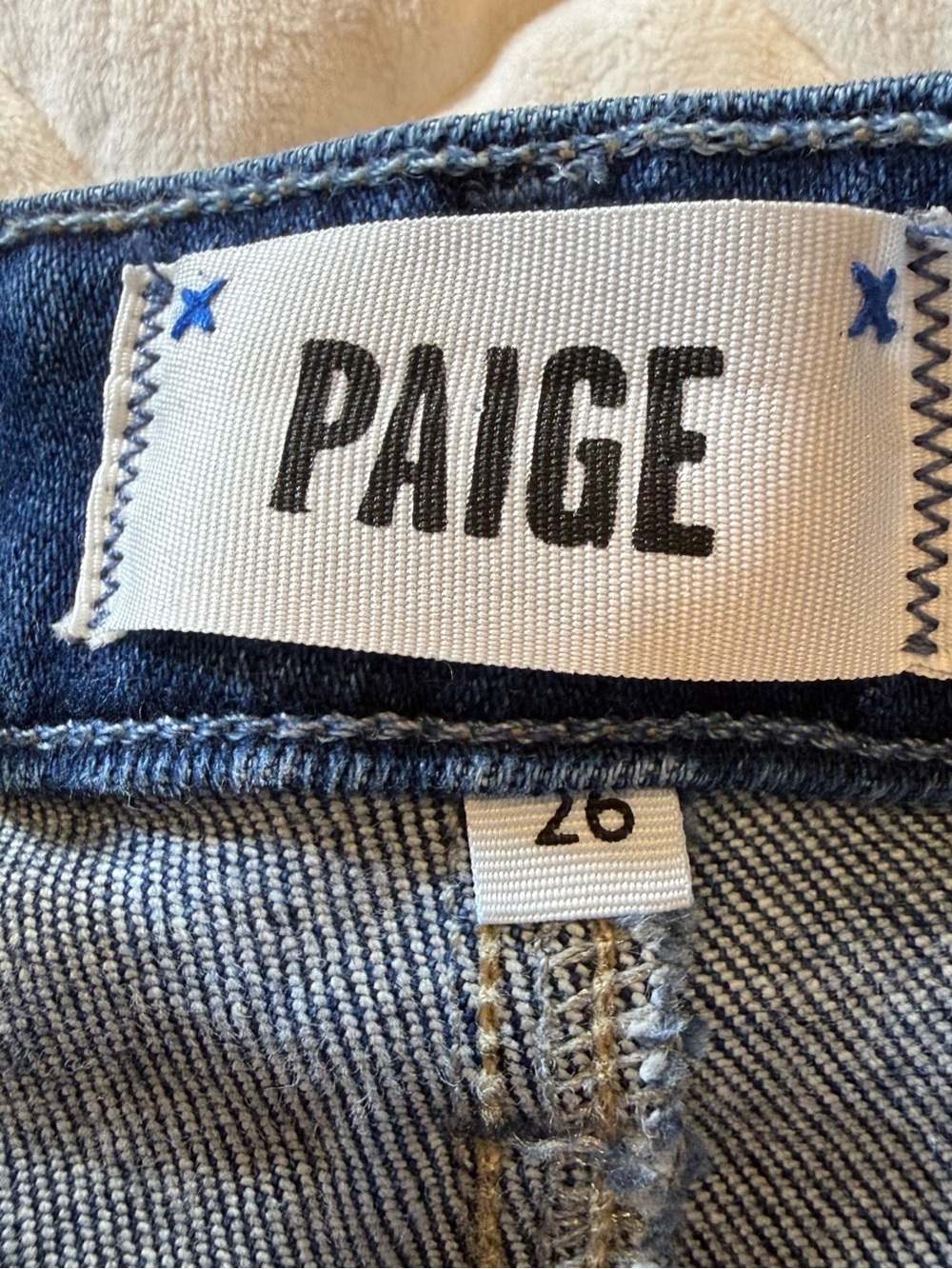 PAIGE Cindy High Rise Slim Straight Leg Jeans Raw Hem Blue Women’s Size 26 - Picture 2 of 11